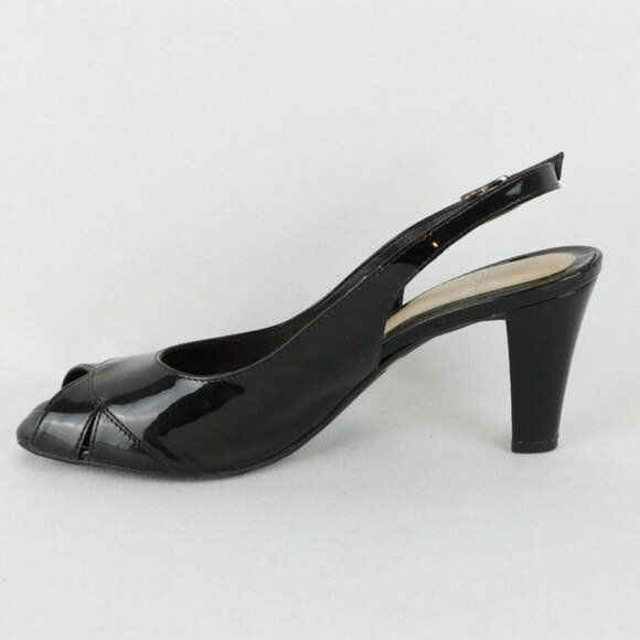 Alex Marie Women's Size 8 Black Patent Leather Slingback Peep Toe Heels - Picture 8 of 10